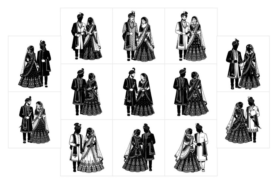 Indian Wedding Couple Solid Black Silhouette Vector Design Element 25+ in SVG &amp;amp;amp; CDR