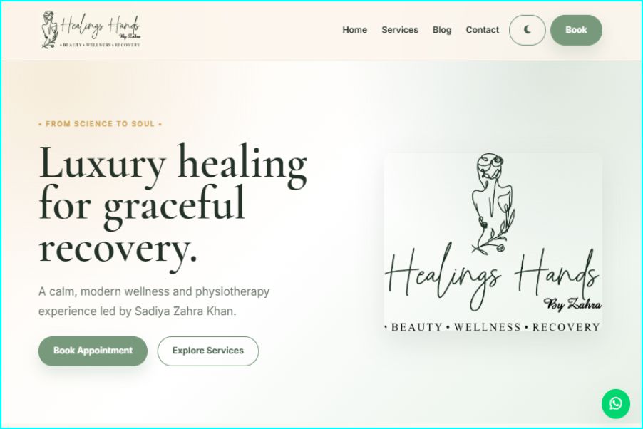 Healing Hands by Zahra – Wellness &amp; Holistic Healing Website Design