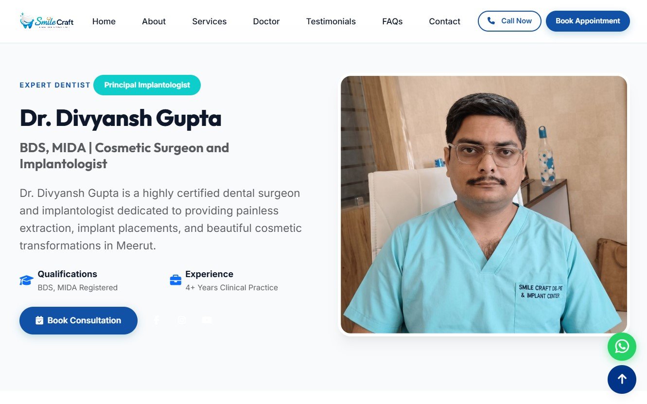Smile Craft Dental Clinic – Modern Healthcare Website
